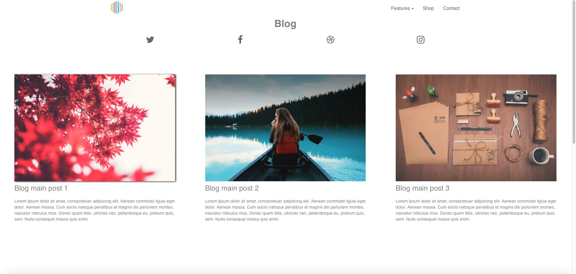 Blog site with social media share buttons